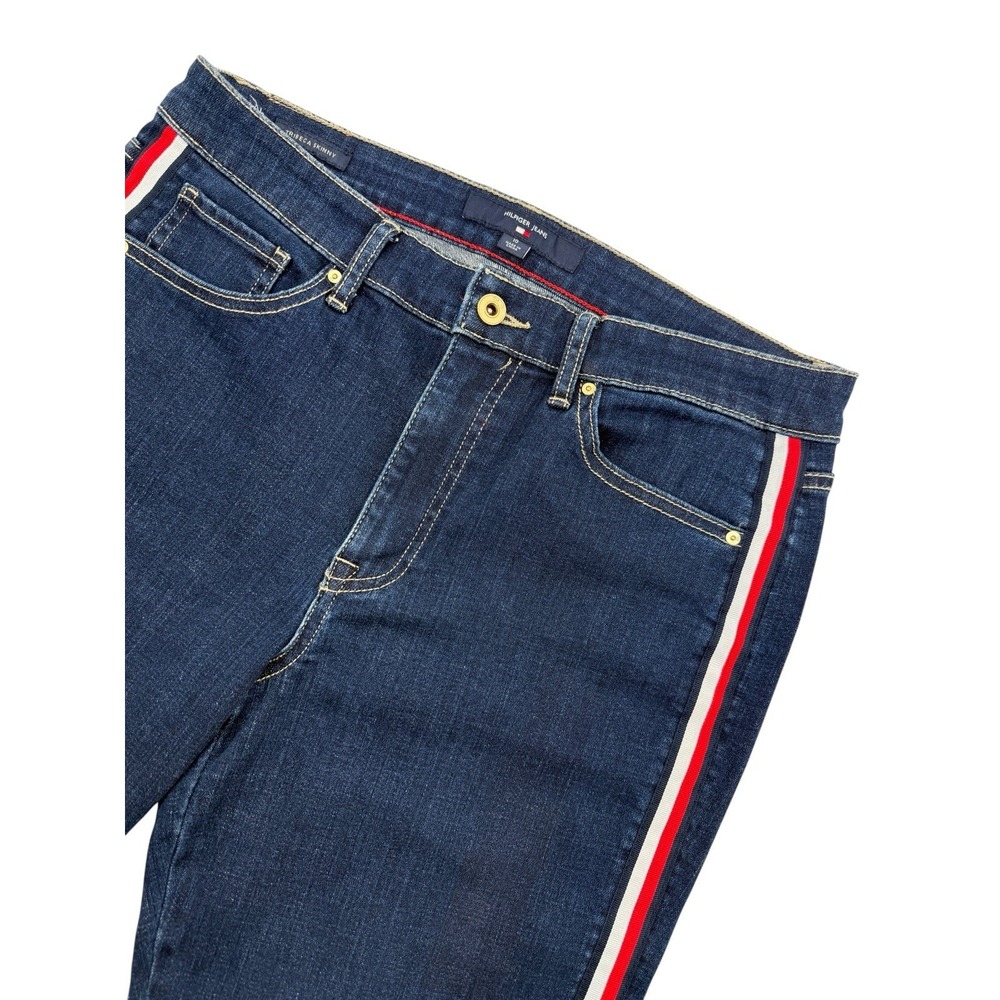 Tommy Hilfiger Tribeca Skinny Jeans Womens 10 Stripe Side Stretch Denim 32x28.5 - Picture 3 of 12